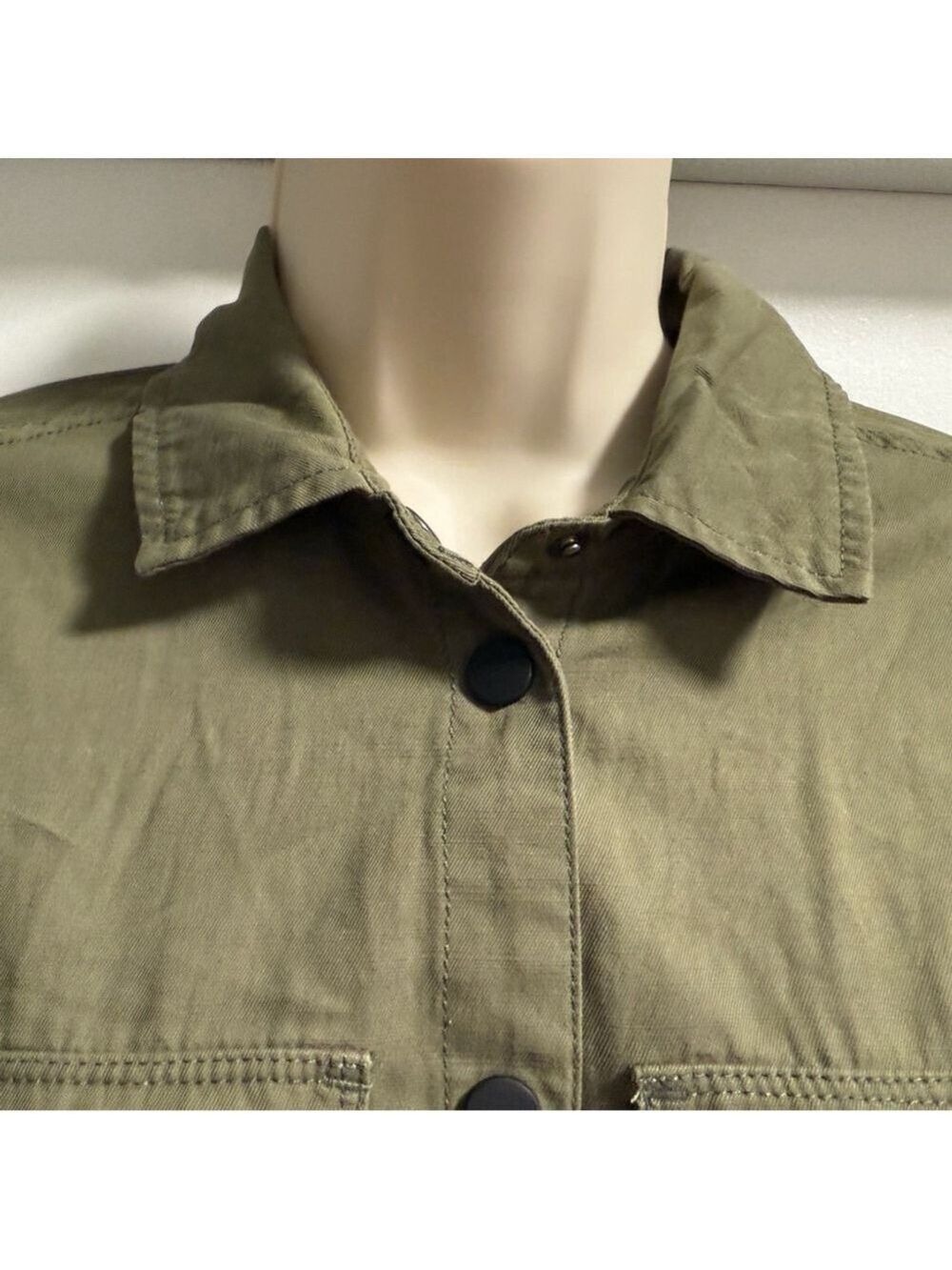 Malibu Bum Army Green Shacket Button-Up Utility Layering Top Small - Picture 8 of 15